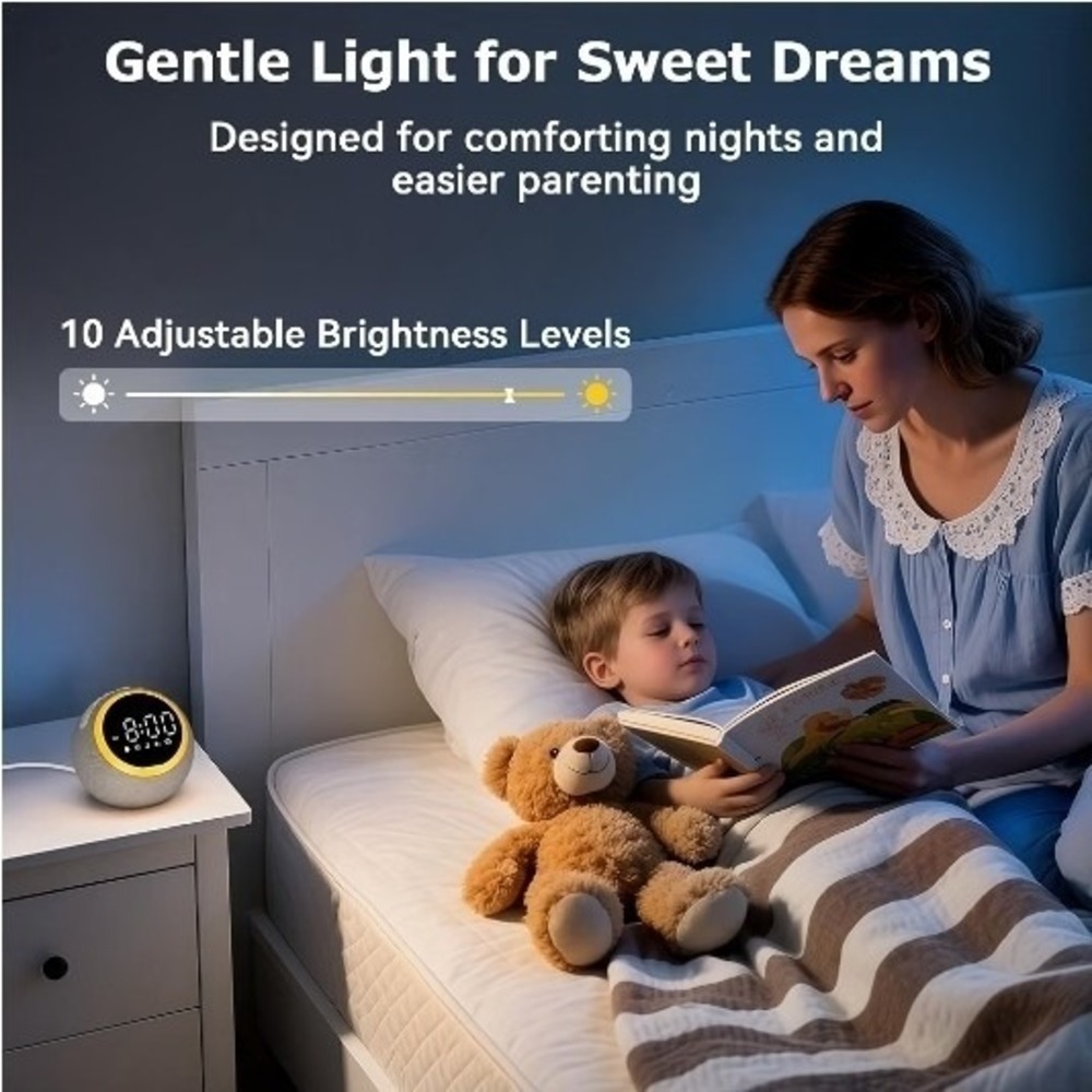Smart Alarm Clock for Bedrooms, Digital Alarm Clock with White Noise Hatch Sound - Picture 8 of 9